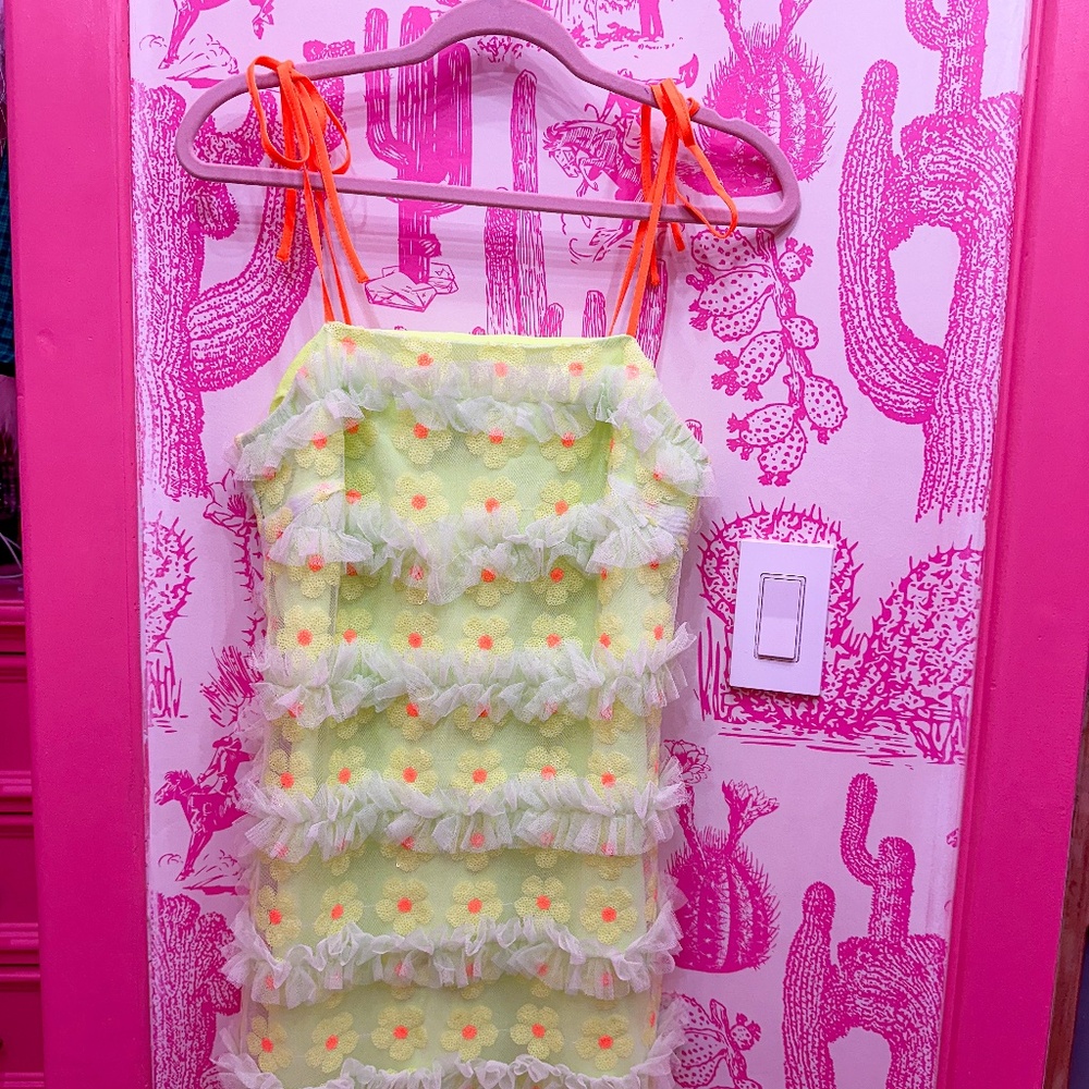 LABELRAIL x POSE AND REPEAT Floral Ruffle Mesh Mini Yellow Orange - 6